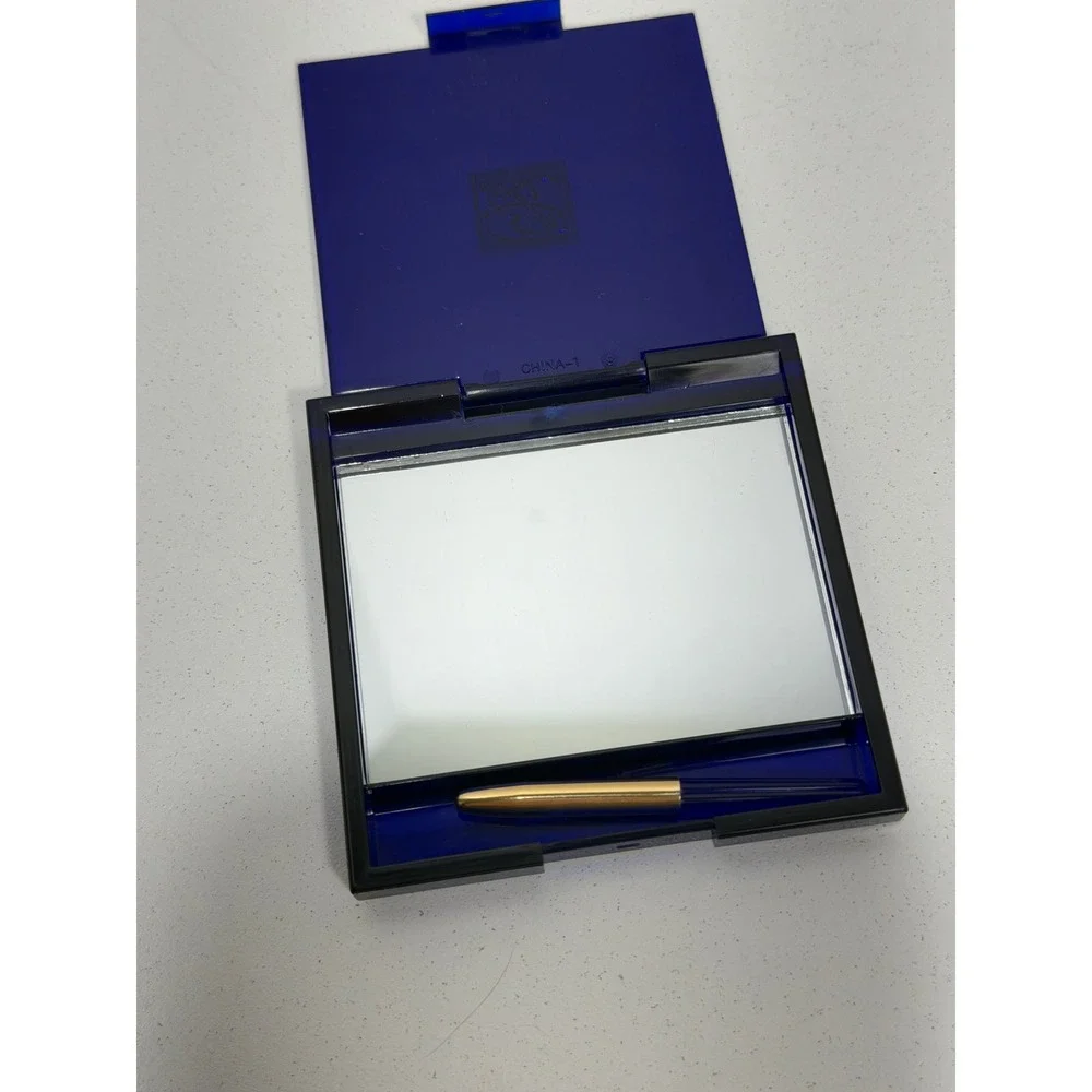 Estee Lauder Cobalt Blue Gold Logo Compact Mirror Set Square Round Vintage Style